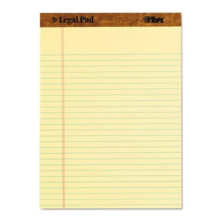Tops Business Forms TOPS The Legal Pad Legal Rule Perforated Pads, 8-1/2inx11-3/4in, Canary, 50 Shts/Pad, 3/Pk 75327